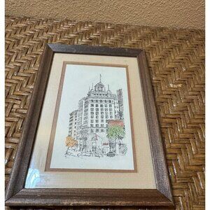 Vintage Framed Richard H. Cady 1979 Portland Building Drawing